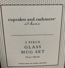 Cupcakes and Cashmere Glass Mugs 15 oz Iridescent Clear W/ Gold Trim Hobnail NEW