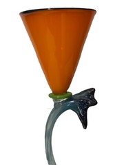 Vintage Post Modern Studio Art Glass 12” H Wine Goblet Sculpture
