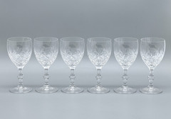 6 Signed Edinburgh EDI50 Hand Blown Crystal Wine Glasses Crisscross Fan Scotland