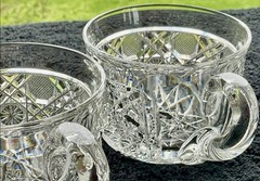 American Brilliant Cut Glass Harvard pattern handled punch cups