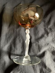 SENECA GLASS AMBER OPTIC PANEL FROSTED NUDE STEM CHAMPAGNE MINT