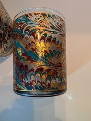 5 MCM 22K Gold Culver Peacock Feather Swirl Old Fashion Glasses Barware Whiskey