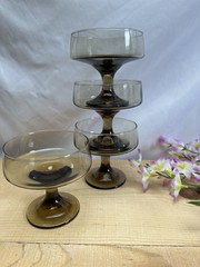 Set of 4 Libbey TAWNY ACCENT Flat Sherbet Glasses Sherbet Cups MCM
