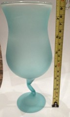 Libbey Pastel Aqua Blue Green Tulip Goblet Frosted Wine Glass Z Stem Vintage
