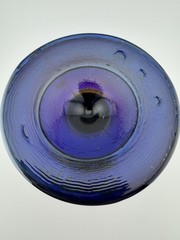 Vintage LG Wright Fenton Cobalt Strawberry And Currant Carnival Glass Goblet
