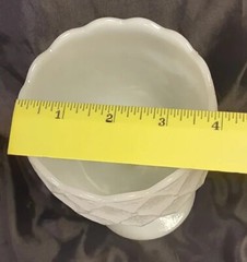 Pedelstal Diamond Pattern Milk Glass Goblet Mid Century Modern About 6 inch tall