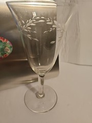 Crystal Wine Or Water Glass With Frosted Flowers And Leaves Etching