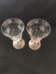 Vtg Pair Cambridge Etched Glass Water / Ice Tea /Wine Drinking Glasses Lucia