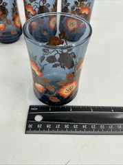 Set 5 Vintage Small Blue Juice Glasses Libbey Bolero Franco Orange Poppy MCM