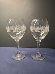 2 Lynn’s China for Arby’s «Pines» 12 oz Goblet White & Gray Trees 7 3/4″ Winter