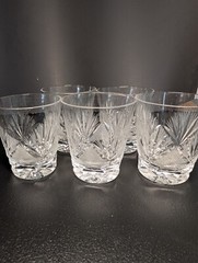 Lead Crystal Glasses Set of 5 Barware Drinkware Etched Starburst Design