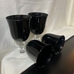 4 Martello Black Iced Tea Goblet Glasses 7” Libbey HTF EUC Textured Stem 8 Avail