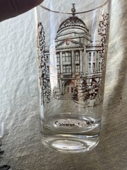 Set Of Two Vintage Buffalo NY Landmark Souvenir Glasses Tumblers Gold Trim