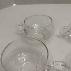 4 Vintage Blown Glass Moderno Riekes Criss Crystal Punch Bowl Glasses Cups