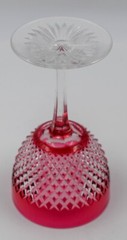 American Brilliant Period Cranberry Finely Cut to Clear Wine Glass, Circa 1900