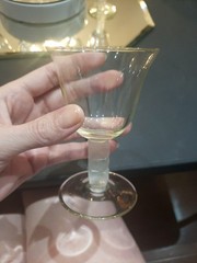 (5) wine glasses Antique Glass Crystal Murano? clear frosted square stem leaves