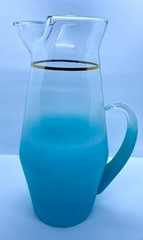 MCM Blendo Frosted Blue 80oz. Pitcher 11-3/4” Tall West Virginia Glass Co