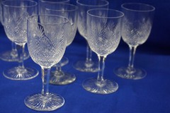 Diamond & Fan Cut Glass (8) Cordial Glasses, 4 1/2″ (B51)