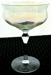 Iridescent Clear Crystal Glass Optic Paneled Champagne Glass