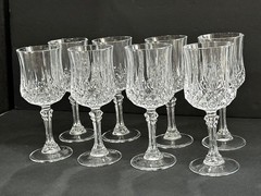Elegant Vintage Longchamp Cristal D’ Argues Crystal Wine Glasses Set X 8