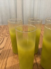 Blendo Sunshine Green Highball Glasses Set of 5 – Frosted Gold Rim Mid-Century