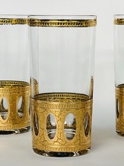 MCM Culver, LTD. Antigua Gold Highball Tumblers 5.5” 22 Karat Gold Set Of 7