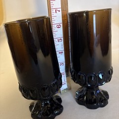 Vintage MCM Tiffin Franciscan Madeira Smoke Brown Footed Goblets Set Of 4