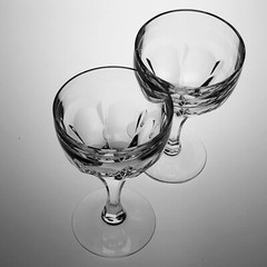 Atlantis Cut Water Wine Glass Evora Crystal Multi-Sided Stemware 5 5/8 2Pc Set