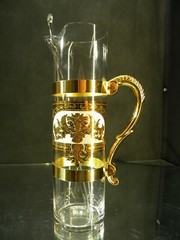 Vintage Russian Martini Cocktail Set Pitcher ~ Stirrer ~ 5 Handled Glasses