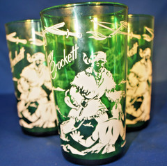 Vintage Green Glass Featuring Davy Crockett