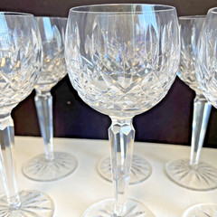 Set of 6 Waterford Lismore Wine Glasses Signed * 1 chip