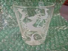 Lot of 2 Vintage Gazelle Juice & Rock Glasses 1950s White Deer Antelope MCM