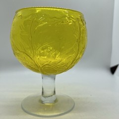 Cabbage Leaf heavy glass Sigma Taste Setter RETIRED Secla Yellow Goblet bar art