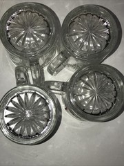 4 Luminarc Antique Clear Cristal D’Arques Durand Glass Mugs Intact Labels .