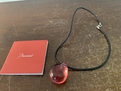 Baccarat Model 1 Pink Crystal Pebble Pendant Necklace