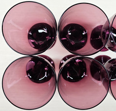(6) Bryce Aquarius Amethyst Water Goblets Set Vintage Geometric Stemware MCM Lot