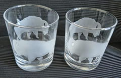 Buffalo Western Bison Bills Clear Whiskey Glass Tumblers Rocks 2-sided images