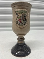 1990 Deneen Pottery Renaissance Festival Scarborough Faire Goblet Chalice 7.5″