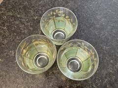 (3) Culver Rocks Tumbler Glasses~Leaves~ 22-Karat Gold~Frosted Green~VINTAGE