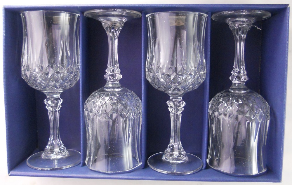 1978 Cristal D’Arques Longchamp Crystal 5.25oz Wine Stemmed Glasses Set of 4