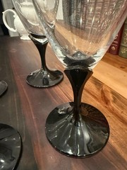 Mikasa Alexandra Black Tulip Stem Iced Tea Goblets Set of 4 Vintage Glasses