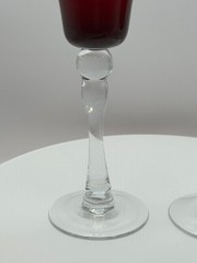 Set of 2 Ruby Red 9.5” Champagne Flute With Clear Stem And Foot, Damaged item