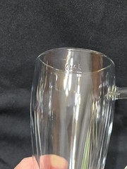 Pair of FIDENZA Glass Beer Mugs With Handles ~ Made In ITALY. 0.4L. 7-1/8″ Tall.