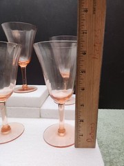 Morgantown #7577 Pink Wine Glass Optic Panel 6.5″ Set of 4