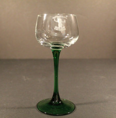 J. G. Durand Luminarc Rhine Wine Glasses, 6 Green Stemmed, Etched Louis Sipp