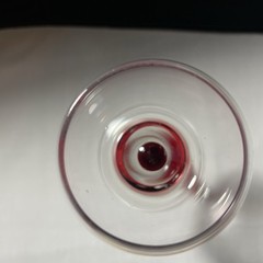 Petite Hand Blown Wine Glasses Clear With Red Infused Stem