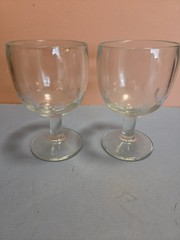 2 Vintage Pair of Thumb Print Heavy Footed Beer Goblets Glasses Clear Glass 1lb