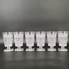 6 Vintage Imperial Cape Cod Clear Square Footed Tumbler Glasses 5.5″ Tall