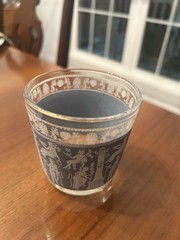 Vintage 1950 Jeanette Greek Corinthian Blue Wedgwood 8 oz Juice Glasses