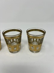 Vintage Set Of 4 Culver 22k Gold Antigua Shot Glasses 1 oz Barware MCM